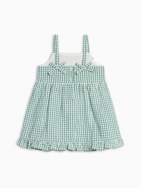 Juliette Seersucker Tank Dress - Laguna Gingham Baby-Kids : Dresses : Tanks KENDI by Colored Organics Juliette Seersucker Tank Dress - Laguna | Colored Organics®
