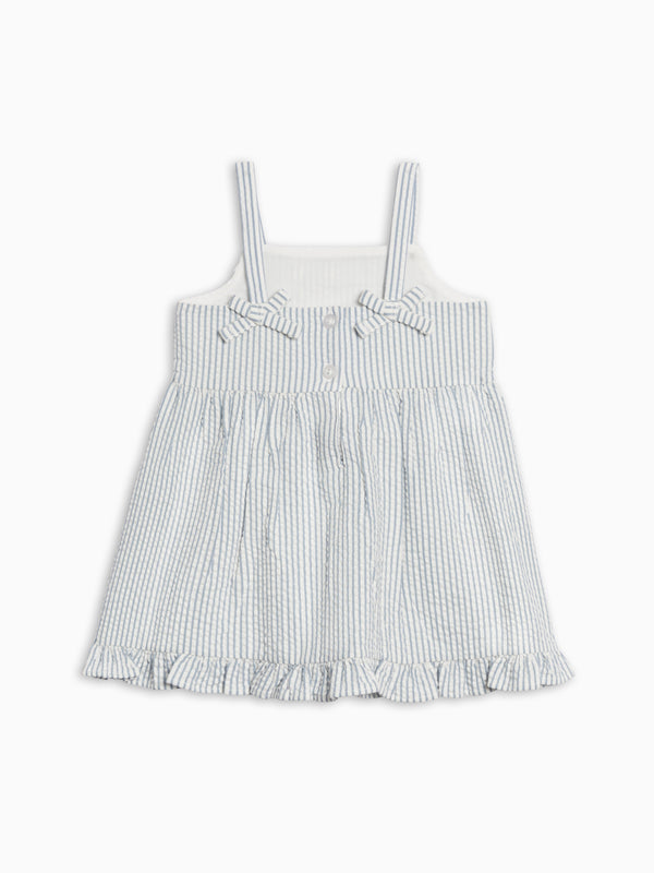 Juliette Seersucker Tank Dress - Shore Stripe / Sea Baby-Kids : Dresses : Tanks KENDI by Colored Organics Juliette Seersucker Tank Dress - Shore | Colored Organics®