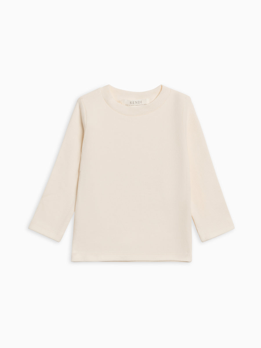 Rory Ribbed Long Sleeve Top - Ivory Baby-Kids : Tops : Tees : Long Sleeves KENDI by Colored Organics Rory Ribbed Long Sleeve Top for Baby | Colored Organics®
