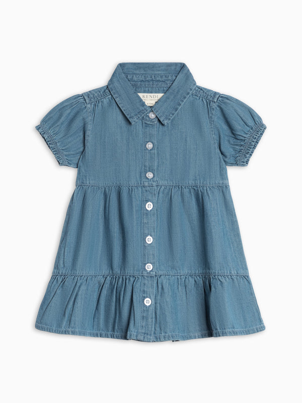 Milly Chambray Shirt Dress Baby-Kids : Dresses : Short Sleeves KENDI by Colored Organics Milly Chambray Shirt Dress for Baby | Colored Organics®