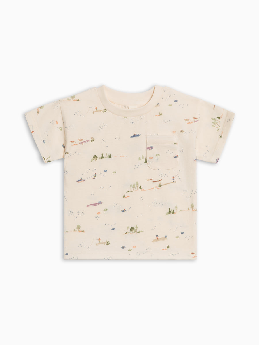 Hollis Drop Shoulder Tee - Lake / Barn + Mint Baby-Kids : Tops : Tees : Short Sleeves Kendi PRE ORDER Hollis Drop Shoulder Tee | Colored Organics®