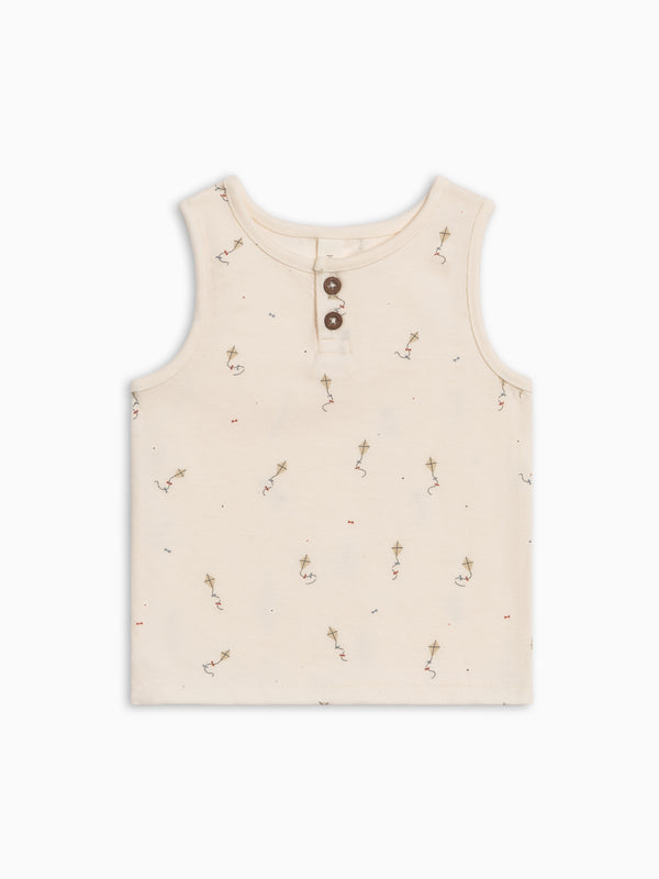 Niko Henley Tank Top - Kite / Dune + Barn Baby-Kids : Tops : Tanks Kendi PRE ORDER Niko Henley Tank Top - Kite / | Colored Organics®