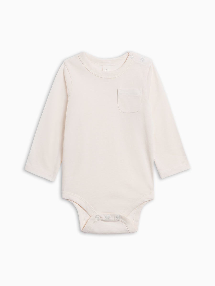Wallen Long Sleeve Snap Shoulder Bodysuit - Ivory Baby : One Pieces : Bodysuits : Long Sleeves KENDI by Colored Organics Wallen Long Sleeve Snap Shoulder | Colored Organics®