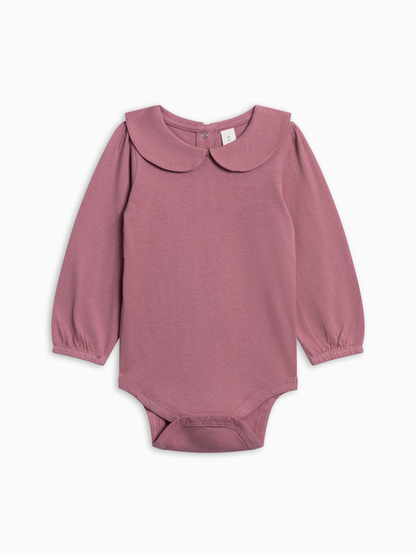 Peggy Peter Pan Collared Bodysuit - Bloom Baby : One Pieces : Bodysuits : Long Sleeves KENDI by Colored Organics Peggy Peter Pan Collared Bodysuit | Colored Organics®