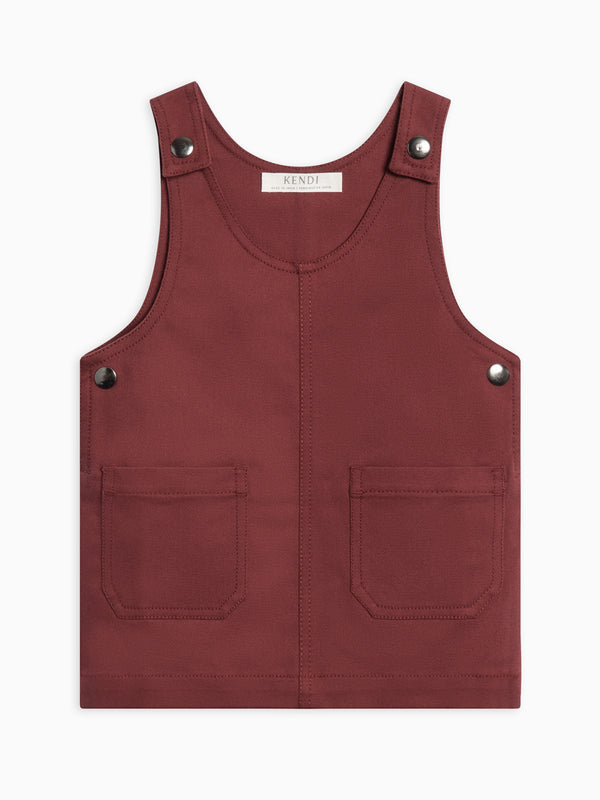 Alma Twill Jumper Dress - Cranberry Baby-Kids : Dresses : Tanks KENDI by Colored Organics Twill Jumper Dress for Babies, Alma | Colored Organics®