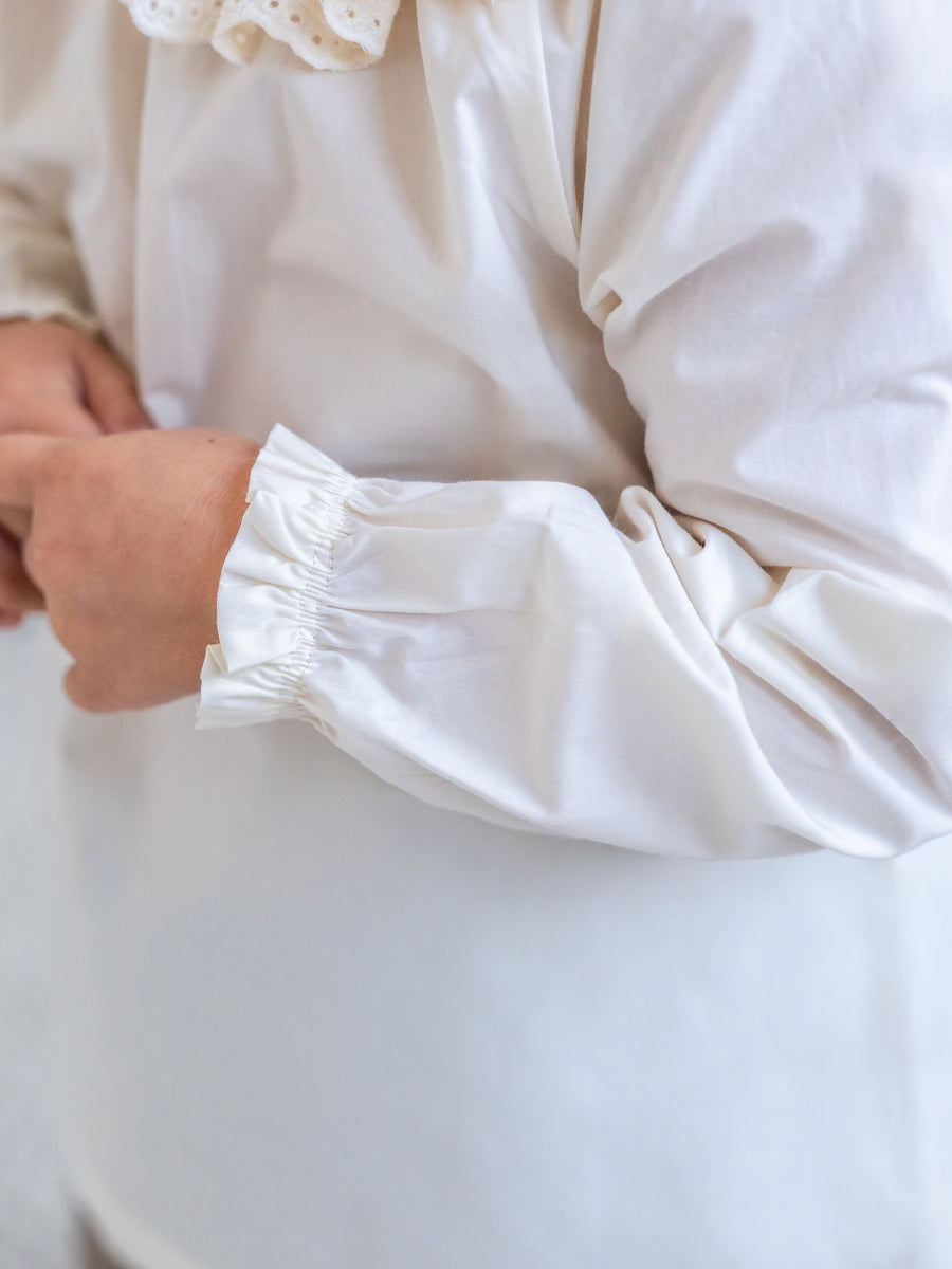 Shirley Poplin Ruffle Collar Shirt - Ivory Kids : Tops : Shirts : Long Sleeves KENDI by Colored Organics Baby Shirley Poplin Ruffle Collar Shirt | Colored Organics®