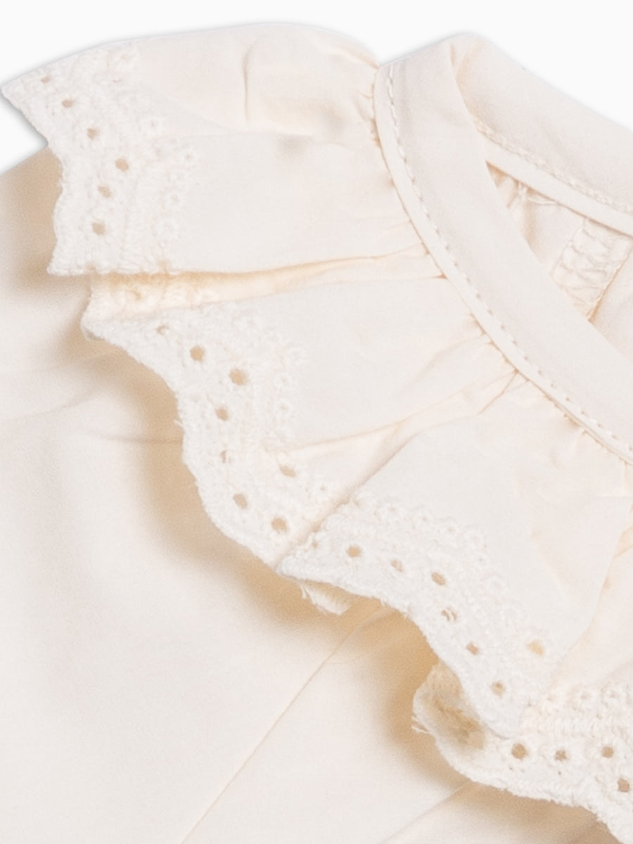 Shirley Poplin Ruffle Collar Shirt - Ivory Kids : Tops : Shirts : Long Sleeves KENDI by Colored Organics Baby Shirley Poplin Ruffle Collar Shirt | Colored Organics®