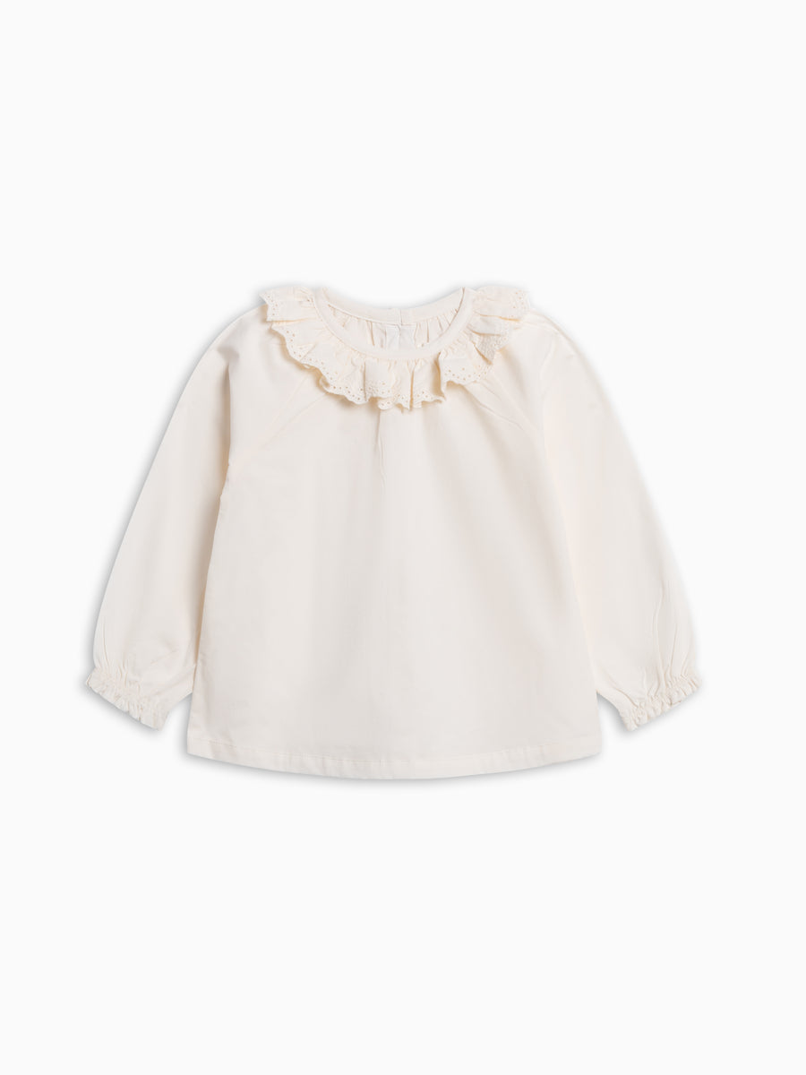 Shirley Poplin Ruffle Collar Shirt - Ivory Kids : Tops : Shirts : Long Sleeves KENDI by Colored Organics Baby Shirley Poplin Ruffle Collar Shirt | Colored Organics®