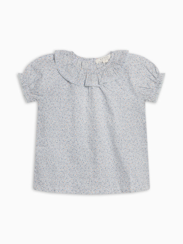 Joan Poplin Ruffle Collar Shirt Baby-Kids : Tops : Shirts : Short Sleeves Kendi Joan Poplin Ruffle Collar Shirt for Baby | Colored Organics®