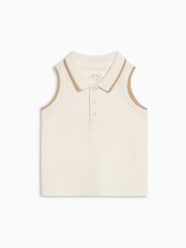 Annika Piqué Polo Tank - Coconut Baby-Kids : Tops : Shirts : Tanks Kendi Baby Annika Piqué Polo Tank - Coconut | Colored Organics®