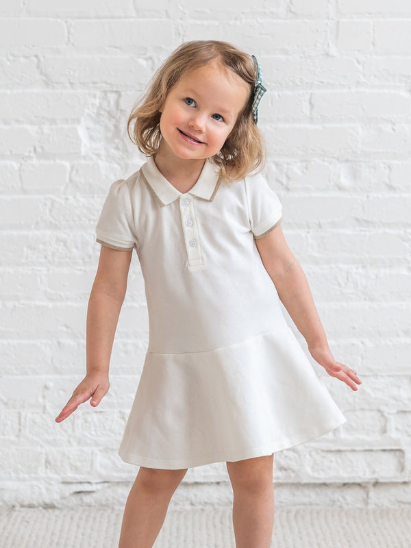 Betsy Piqué Polo Dress - Coconut Kids : Dresses : Short Sleeves Kendi Baby Betsy Piqué Polo Dress - Coconut | Colored Organics®