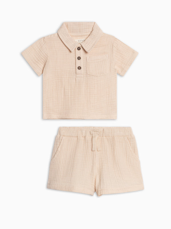 Organic Boys Muslin Shirt and Short Set Baby-Kids : Virtual Set KENDI by Colored Organics Organic Boys Muslin Shirt and Short Set | Colored Organics®