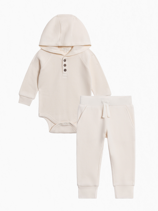 Organic Boy Waffle Bodysuit Set Baby : Virtual Set KENDI by Colored Organics Organic Waffle Summer Set for Baby | Colored Organics®