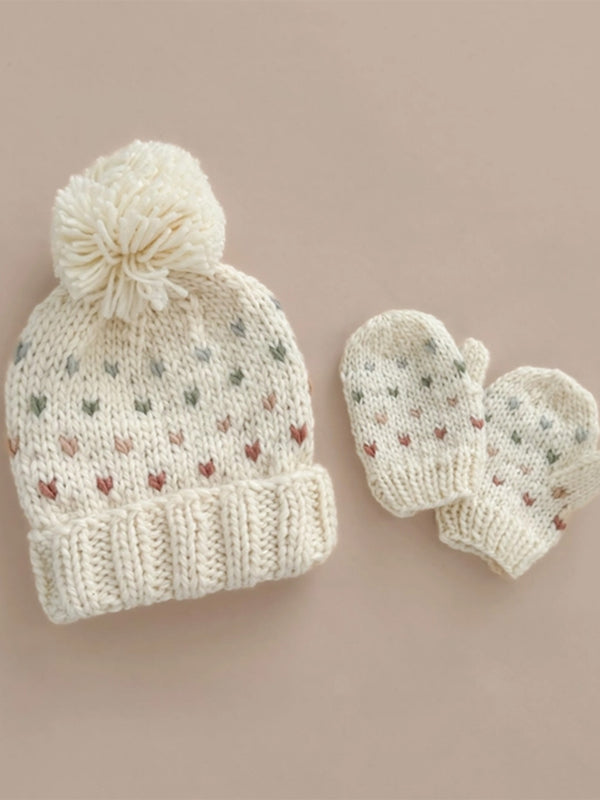 Hearts Knit Mittens Baby-Kids : Accessories : Mittens Blueberry Hill Hearts Knit Mittens for Babies and Kids | Colored Organics®