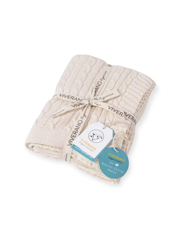 Mini Organic Cotton Cable Knit Baby Blanket Baby : Nursery : Blankets Viverano