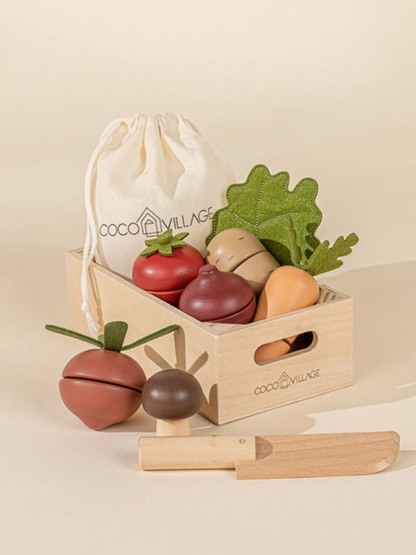 Wooden Vegetables Play Set Baby-Kids : Toys : Pretend Play Coco Village Wooden Vegetables Play Set for Baby | Colored Organics®