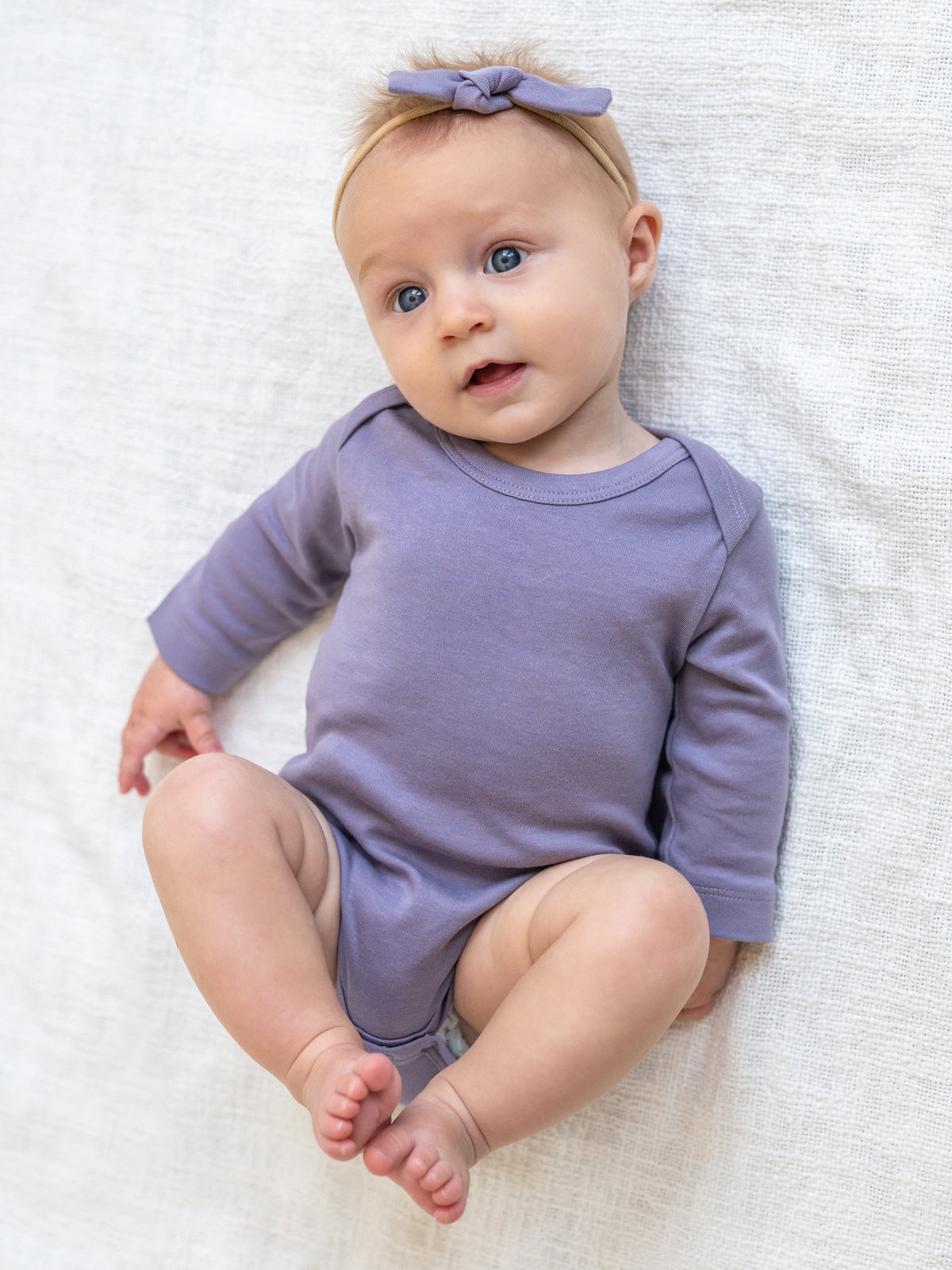 PRE ORDER Long Sleeve Bodysuit - Lavender Baby : One Pieces : Bodysuits : Long Sleeves KENDI by Colored Organics Long Sleeve Bodysuit | Colored Organics®