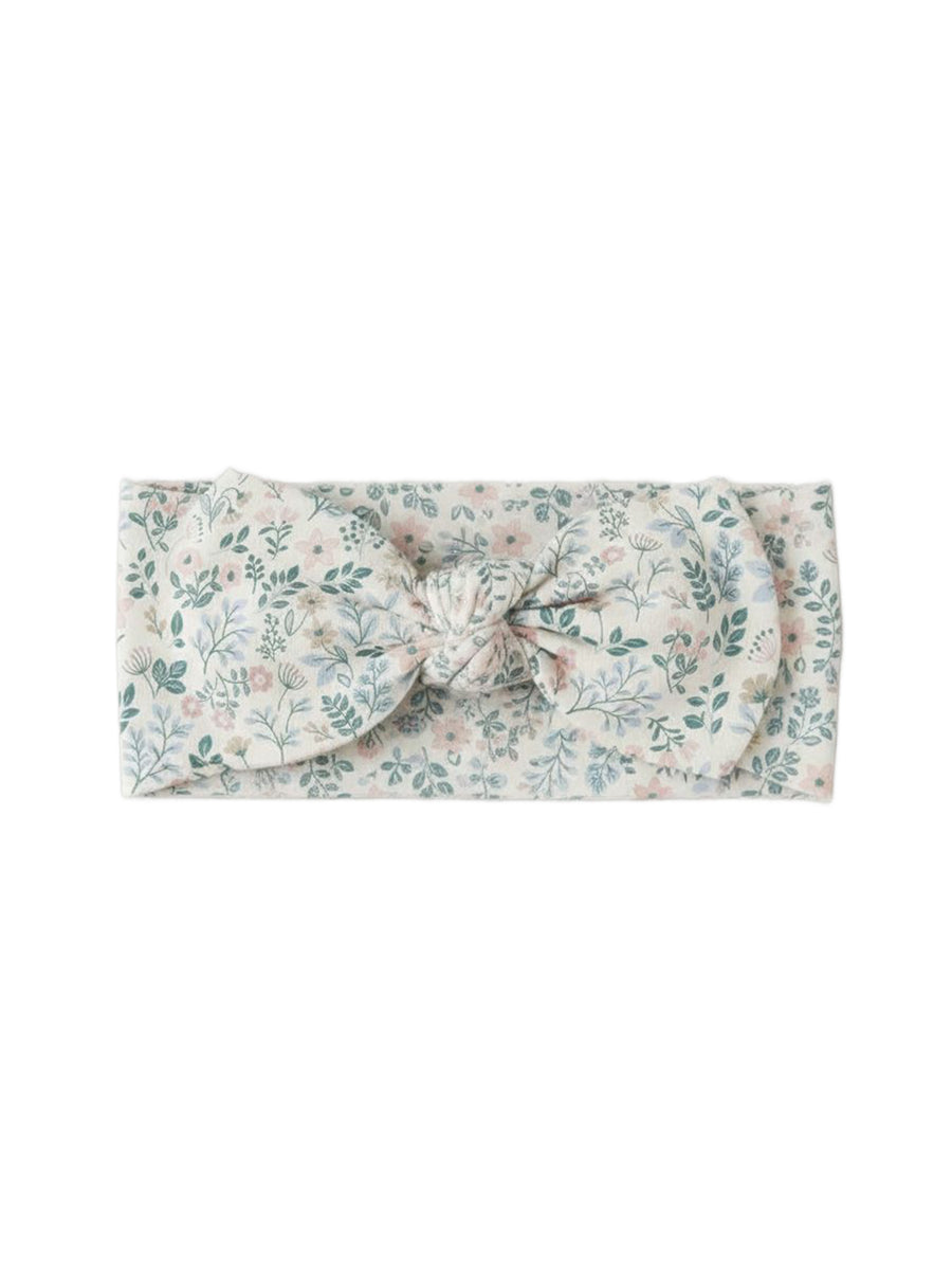 Hattie Bow Wrap - Merion Floral / Laguna + Shell Baby : Accessories : Bows : Headbands KENDI by Colored Organics Hattie Bow Wrap - Merion Floral / | Colored Organics®