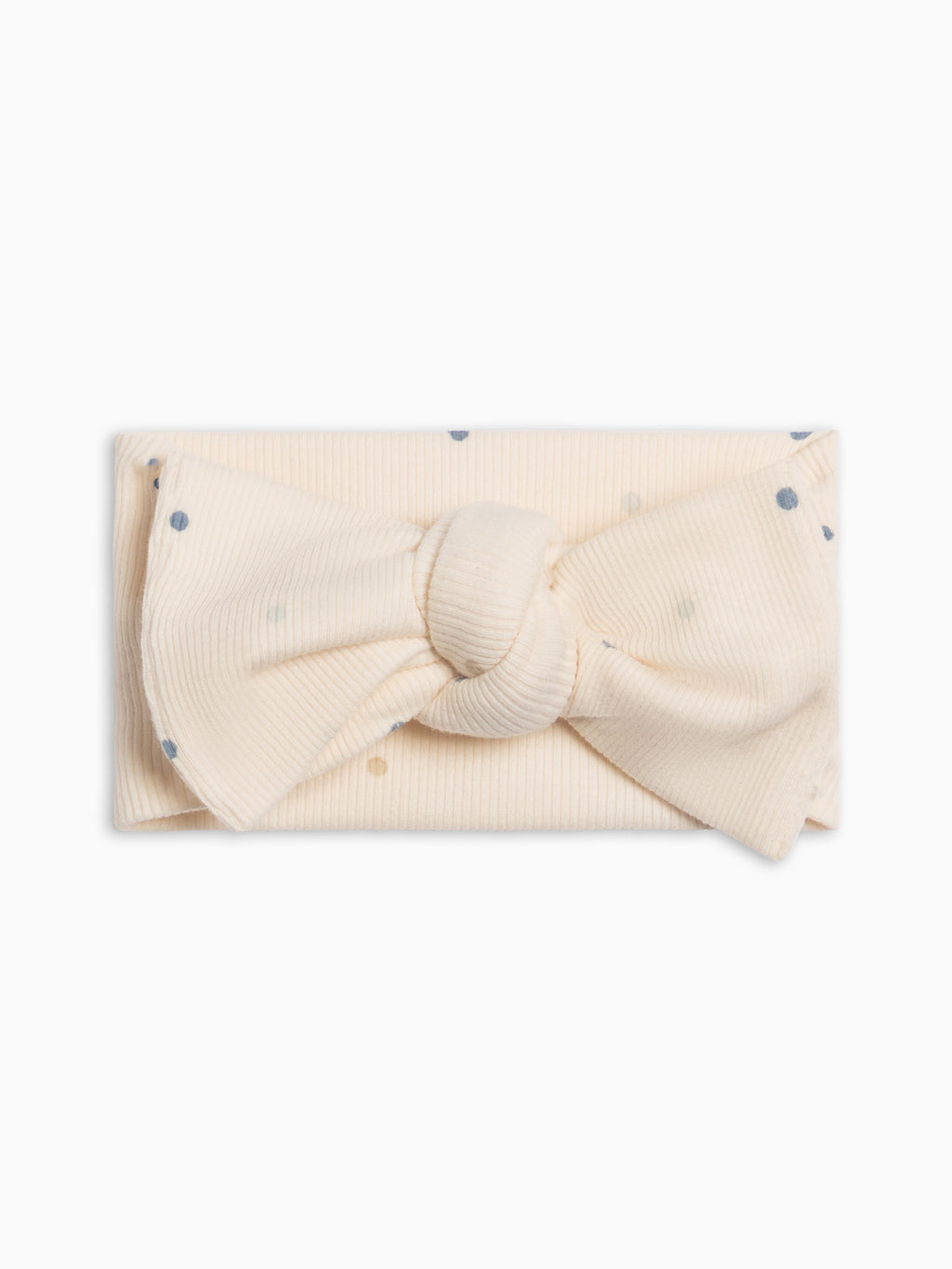 Ribbed Bow Wrap - Mini Dot / Sea + Dune Sale : Baby : Accessories : Bows : Headbands KENDI by Colored Organics Ribbed Bow Wrap - Mini Dot / Sea + Dune | Colored Organics®