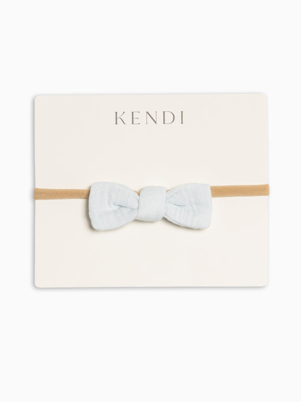 Muslin Dainty Bow - Powder Baby : Accessories : Bows : Headbands KENDI by Colored Organics Muslin Dainty Bow - Powder for Baby | Colored Organics®
