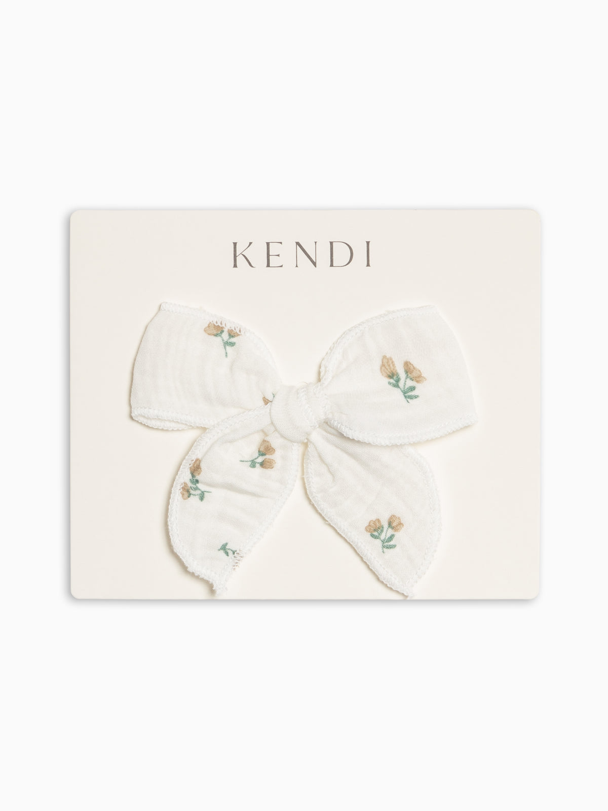 Muslin Bow Clip - Palmer Floral / Dune + Laguna Baby-Kids : Accessories : Bows : Clips KENDI by Colored Organics Muslin Bow Clip - Palmer Floral / Dune | Colored Organics®