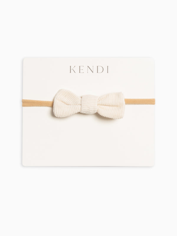 Corduroy Dainty Bow - Cream Baby : Accessories : Bows : Headbands KENDI by Colored Organics Organic Cotton Baby and Kids Corduroy | Colored Organics®