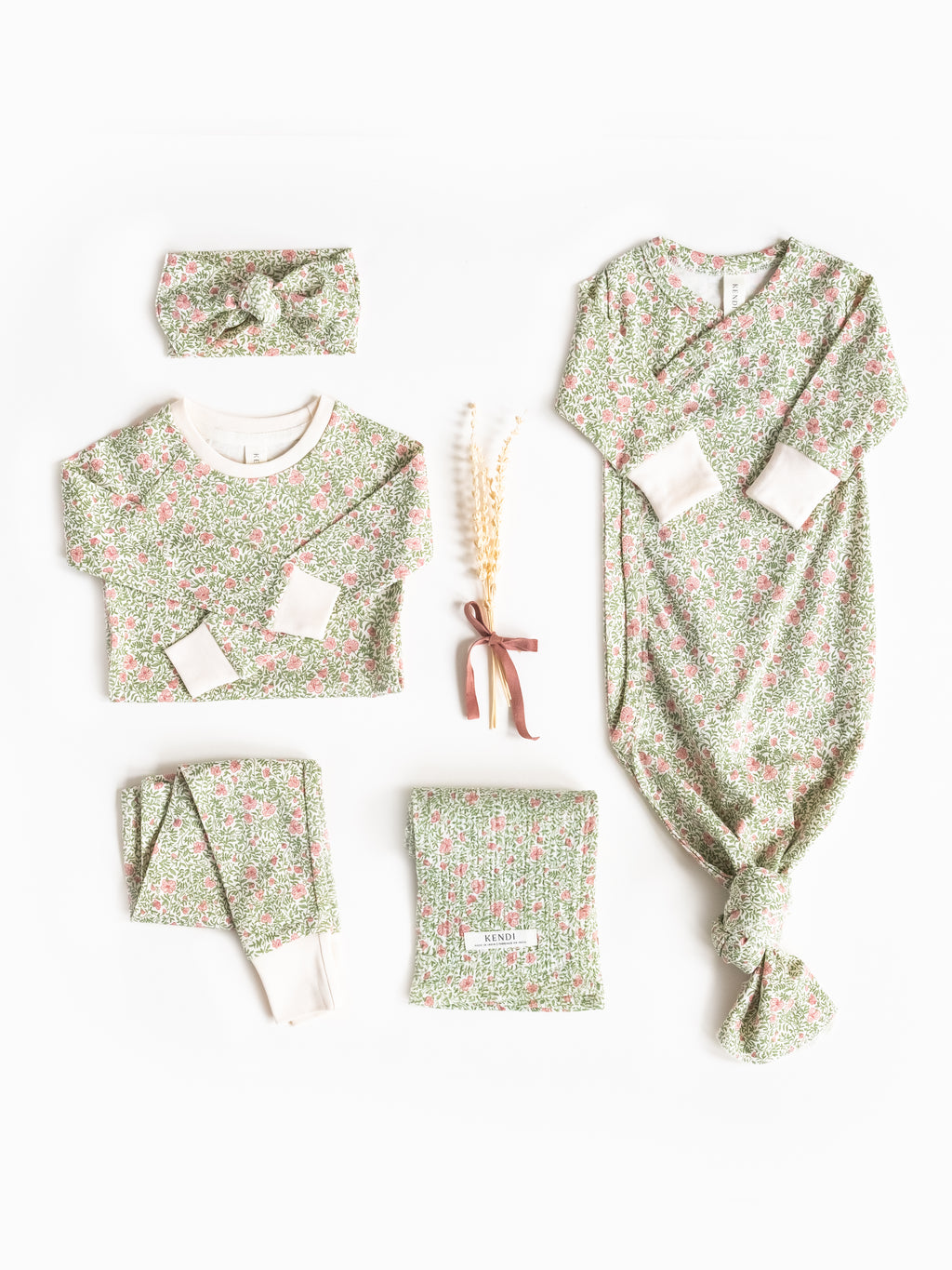 Indy Kimono Gown - Janice Floral Baby : One Pieces : Gowns : Long Sleeves KENDI by Colored Organics Indy Kimono Gown | Colored Organics®