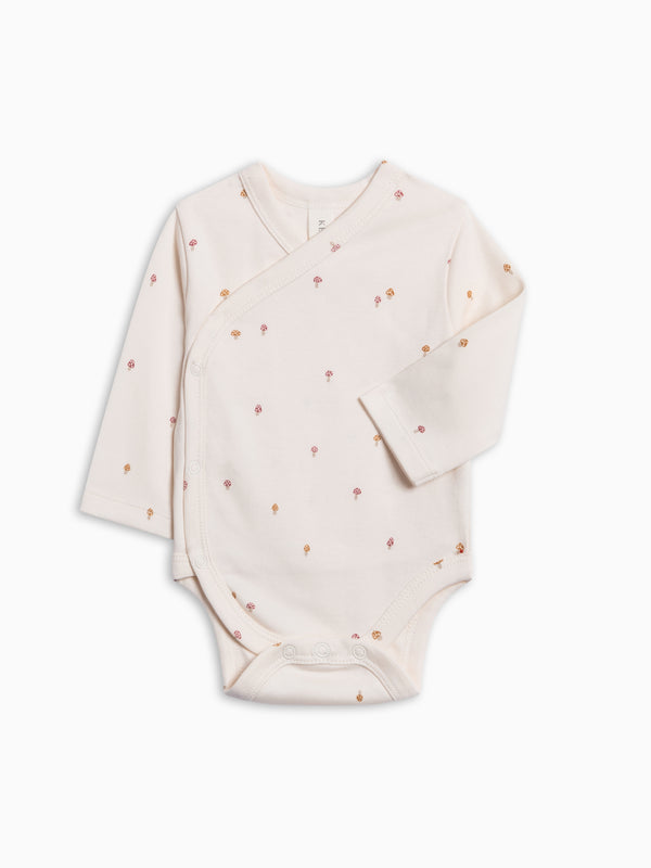 Kai Kimono Bodysuit - Mushroom Baby : One Pieces : Kimono Bodysuits : Long Sleeves KENDI by Colored Organics Kai Kimono Bodysuit for Babies | Colored Organics®