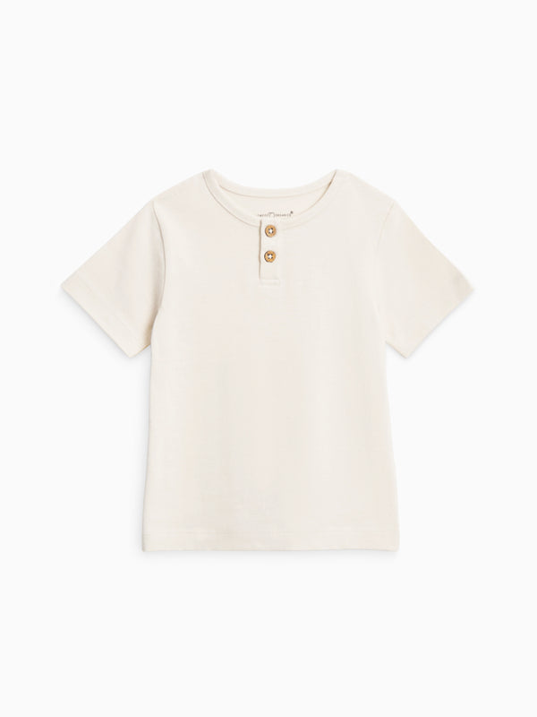 Reef Short Sleeve Henley - Ivory Baby-Kids : Tops : Tees : Short Sleeves Kendi Baby Reef Short Sleeve Henley - Ivory | Colored Organics®