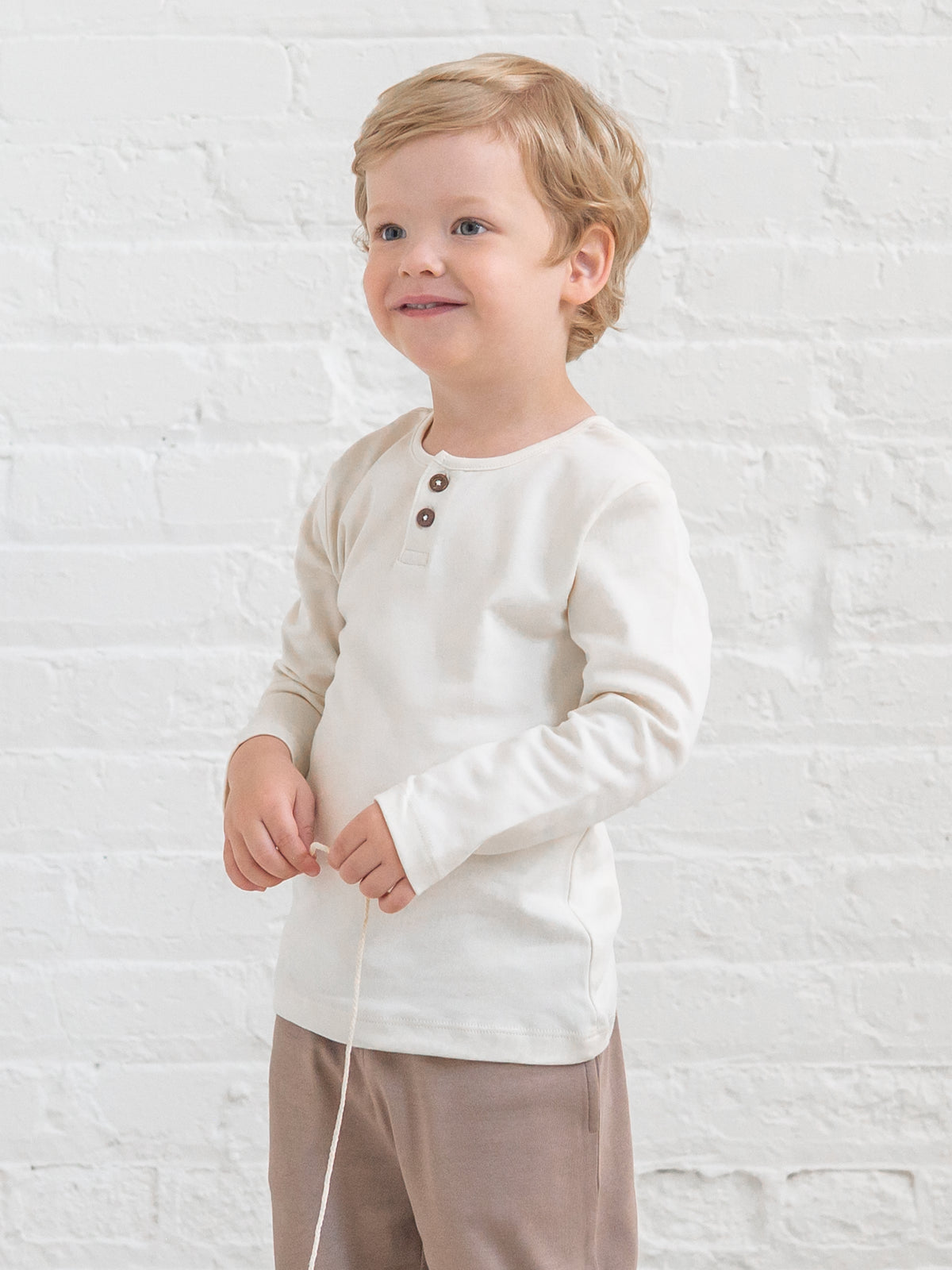 Reef Long Sleeve Henley - Ivory Baby-Kids : Tops : Tees : Long Sleeves KENDI by Colored Organics Reef Long Sleeve Henley for Baby + Kids | Colored Organics®