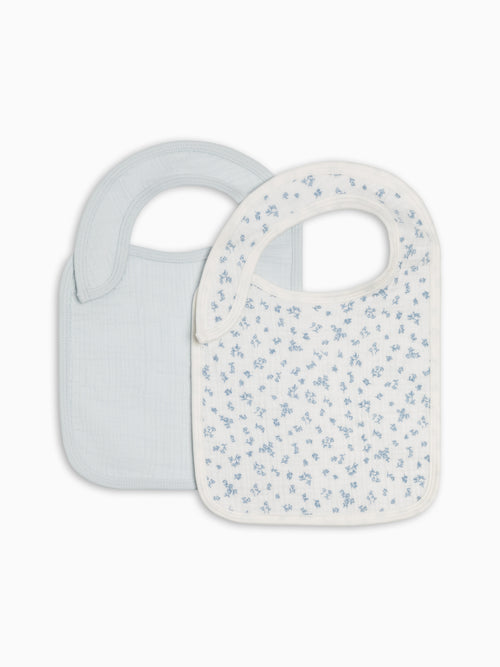 2-Pack Muslin Bibs - Rosebay Floral + Powder Baby : Gear : Bibs : Feeding KENDI by Colored Organics 2-Pack Muslin Bibs - Rosebay Floral + | Colored Organics®