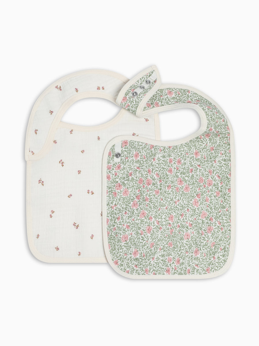 2-Pack Muslin Bibs - Etta + Janice Florals Baby : Gear : Bibs : Feeding KENDI by Colored Organics 2-Pack Muslin Bibs | Colored Organics®