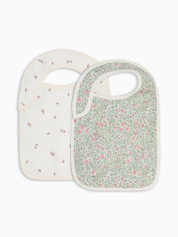 2-Pack Muslin Bibs - Etta + Janice Florals Baby : Gear : Bibs : Feeding KENDI by Colored Organics 2-Pack Muslin Bibs | Colored Organics®