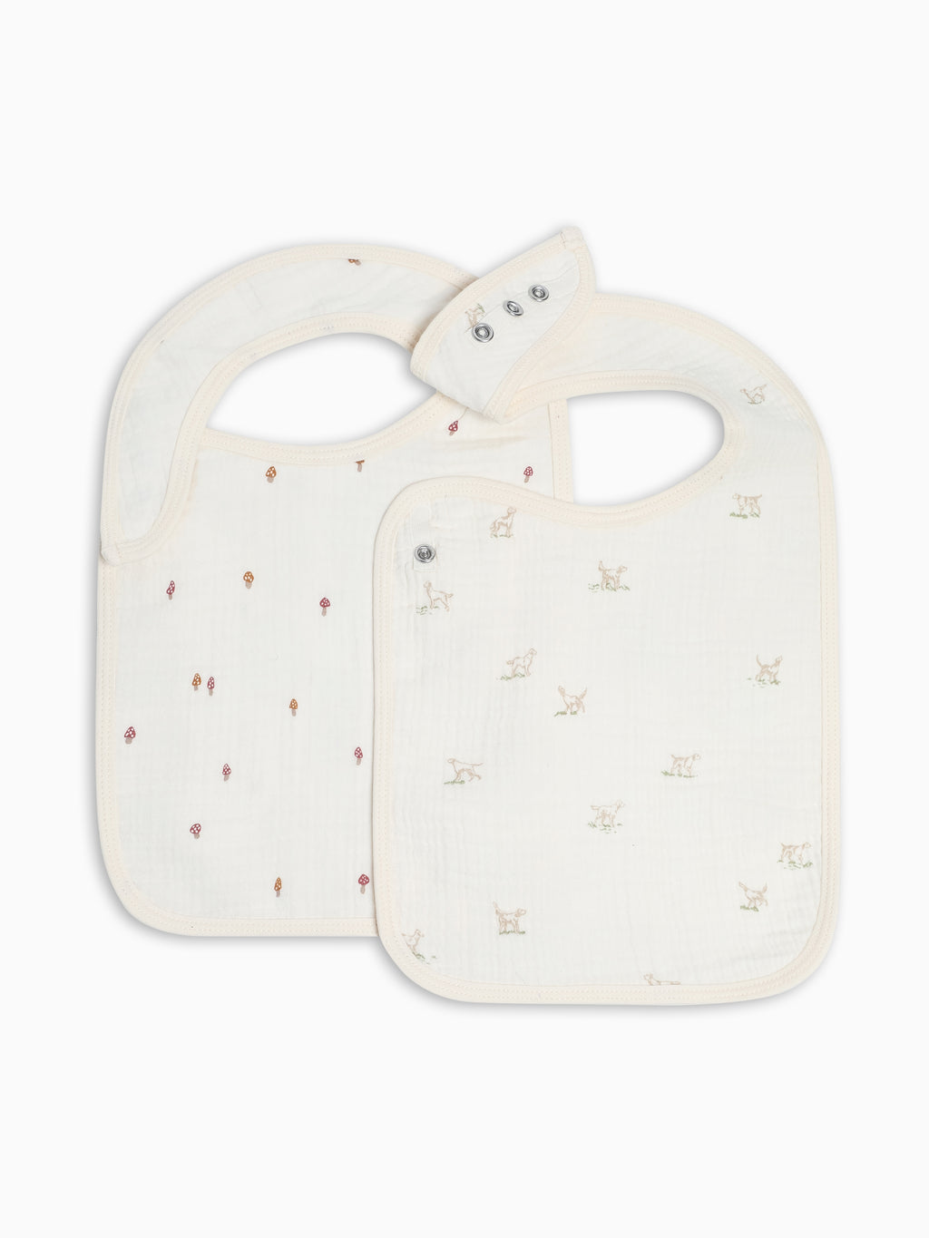 2-Pack Muslin Bibs - Field Dog + Mushroom Baby : Gear : Bibs : Feeding KENDI by Colored Organics 2-Pack Muslin Bibs | Colored Organics®
