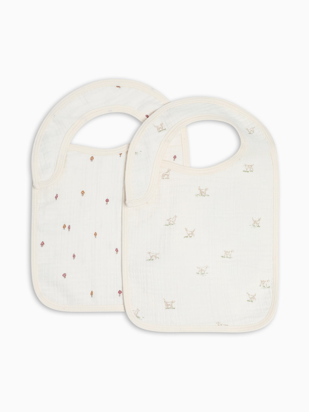 2-Pack Muslin Bibs - Field Dog + Mushroom Baby : Gear : Bibs : Feeding KENDI by Colored Organics 2-Pack Muslin Bibs | Colored Organics®