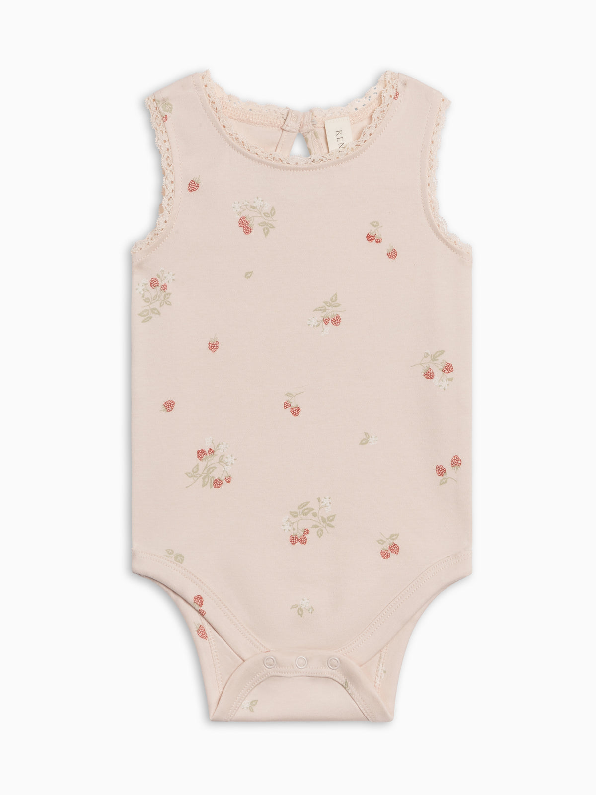 Luna Lace Tank Bodysuit - Raspberries / Shell + Mint Sale : Baby : One Pieces : Bodysuits : Tanks Kendi PRE ORDER Luna Lace Tank Bodysuit | Colored Organics®