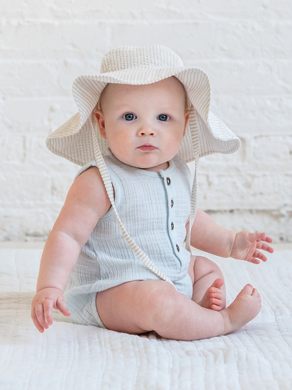Seersucker Sun Hat - Dune Stripe Baby-Kids : Accessories : Hats KENDI by Colored Organics Baby Seersucker Sun Hat - Dune Stripe | Colored Organics®