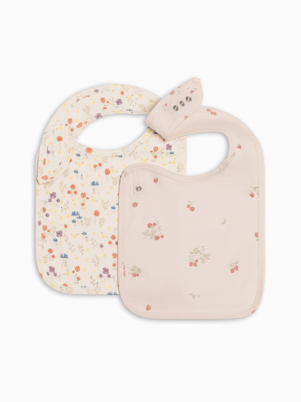 2-Pack Bibs - Margot Floral + Raspberries Baby : Gear : Bibs : Feeding Kendi PRE ORDER 2-Pack Bibs - Margot Floral + | Colored Organics®