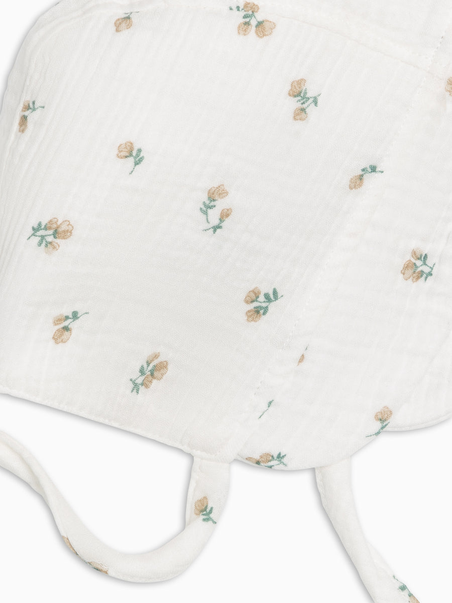 Muslin Bonnet - Palmer Floral / Dune + Laguna Baby : Accessories : Hats KENDI by Colored Organics Muslin Bonnet - Palmer Floral / Dune + | Colored Organics®