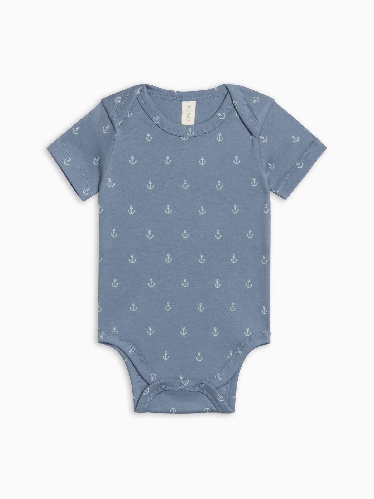Afton Bodysuit - Anchor / Sea + Powder Baby : One Pieces : Bodysuits : Short Sleeves KENDI by Colored Organics Afton Bodysuit - Anchor / Sea + Powder | Colored Organics®