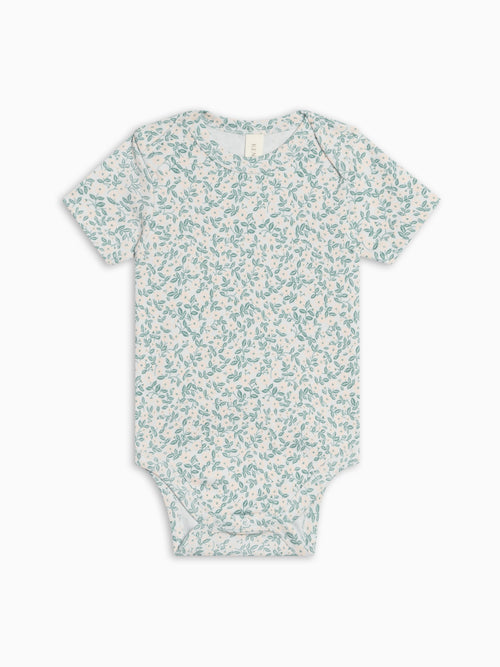 Afton Bodysuit - Arbor Floral / Powder + Shell Baby : One Pieces : Bodysuits : Short Sleeves KENDI by Colored Organics Afton Bodysuit - Arbor Floral / Powder | Colored Organics®