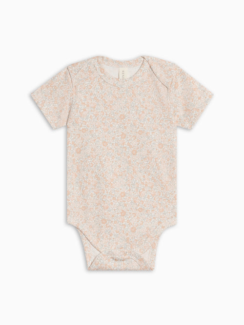Afton Bodysuit - Belmont Floral / Shell + Powder Baby : One Pieces : Bodysuits : Short Sleeves KENDI by Colored Organics Afton Bodysuit - Belmont Floral / Shell | Colored Organics®