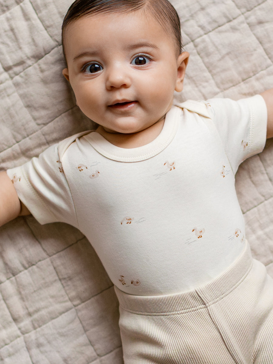 Afton Bodysuit - Duck / Oat + Chai KENDI by Colored Organics Afton Bodysuit - Duck / Oat + Chai | Colored Organics®