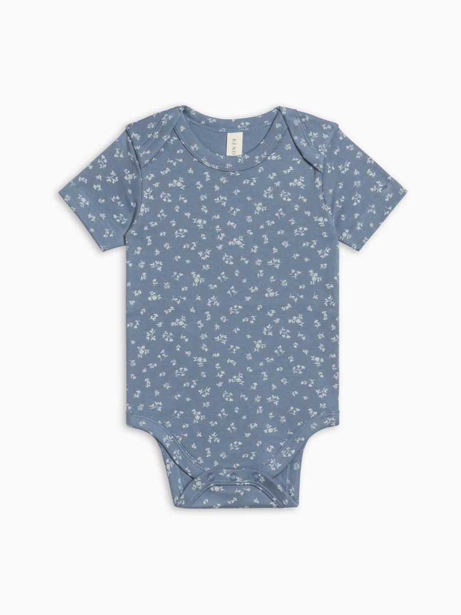 Afton Bodysuit - Isla Floral / Sea + Ivory Baby : One Pieces : Bodysuits : Short Sleeves KENDI by Colored Organics Afton Bodysuit - Isla Floral / Sea + | Colored Organics®