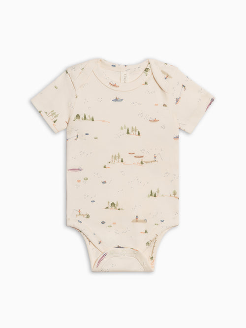 Afton Bodysuit - Lake / Barn + Mint Baby : One Pieces : Bodysuits : Short Sleeves Kendi PRE ORDER Afton Bodysuit - Lake / Barn | Colored Organics®