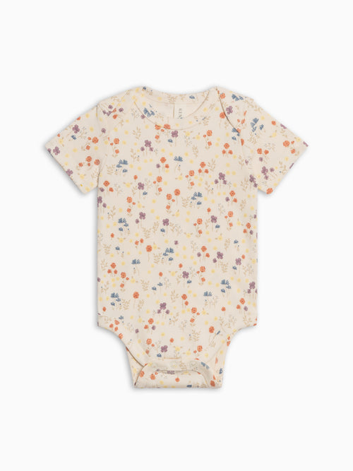 Afton Bodysuit - Margot Floral / Barn + Sea Baby : One Pieces : Bodysuits : Short Sleeves Kendi PRE ORDER Afton Bodysuit - Margot | Colored Organics®