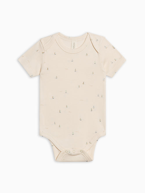 Afton Bodysuit - Marina / Sea + Dune Baby : One Pieces : Bodysuits : Short Sleeves KENDI by Colored Organics Afton Bodysuit - Marina / Sea + Dune | Colored Organics®
