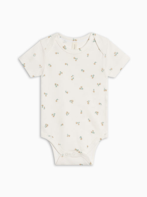 Afton Bodysuit - Palmer Floral / Dune + Laguna Sale : Baby : One Pieces : Bodysuits : Short Sleeves KENDI by Colored Organics Afton Bodysuit - Palmer Floral / Dune + | Colored Organics®