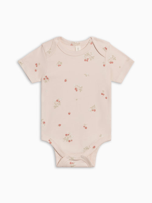 Afton Bodysuit - Raspberries / Shell + Mint Baby : One Pieces : Bodysuits : Short Sleeves Kendi PRE ORDER Afton Bodysuit - Raspberries | Colored Organics®