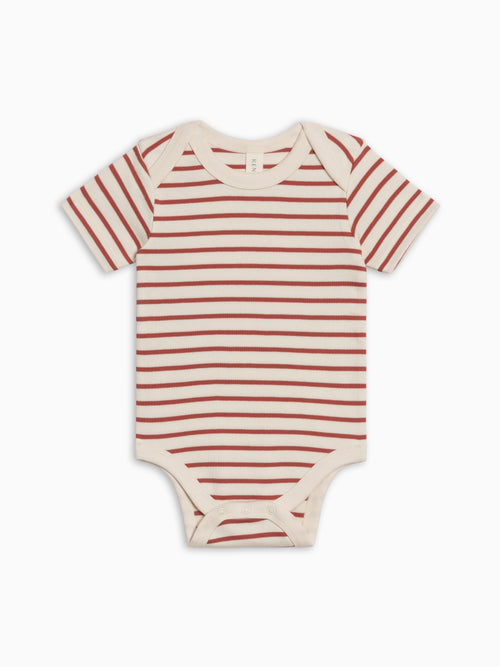 Afton Bodysuit - Ron Stripe / Barn Baby : One Pieces : Bodysuits : Short Sleeves Kendi PRE ORDER Afton Bodysuit - Ron Stripe / | Colored Organics®